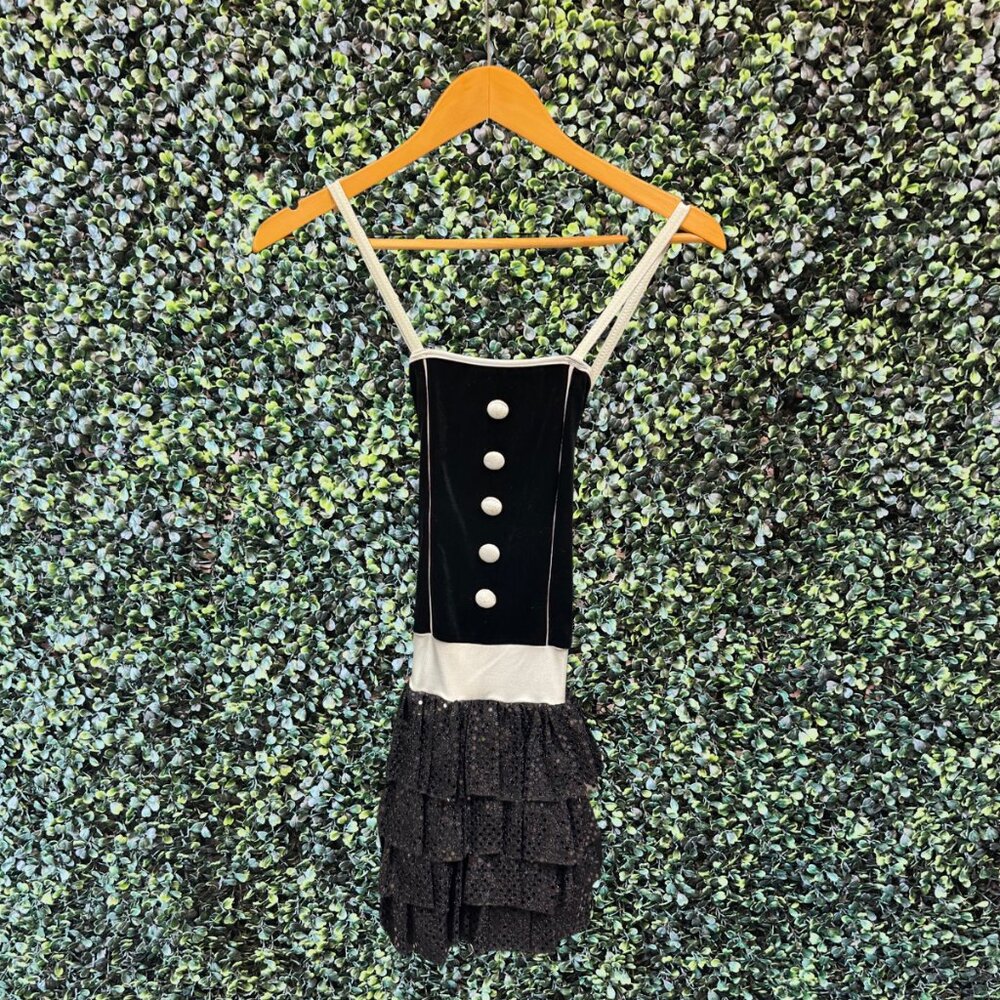 Black and White Dance Dress with Button Accents